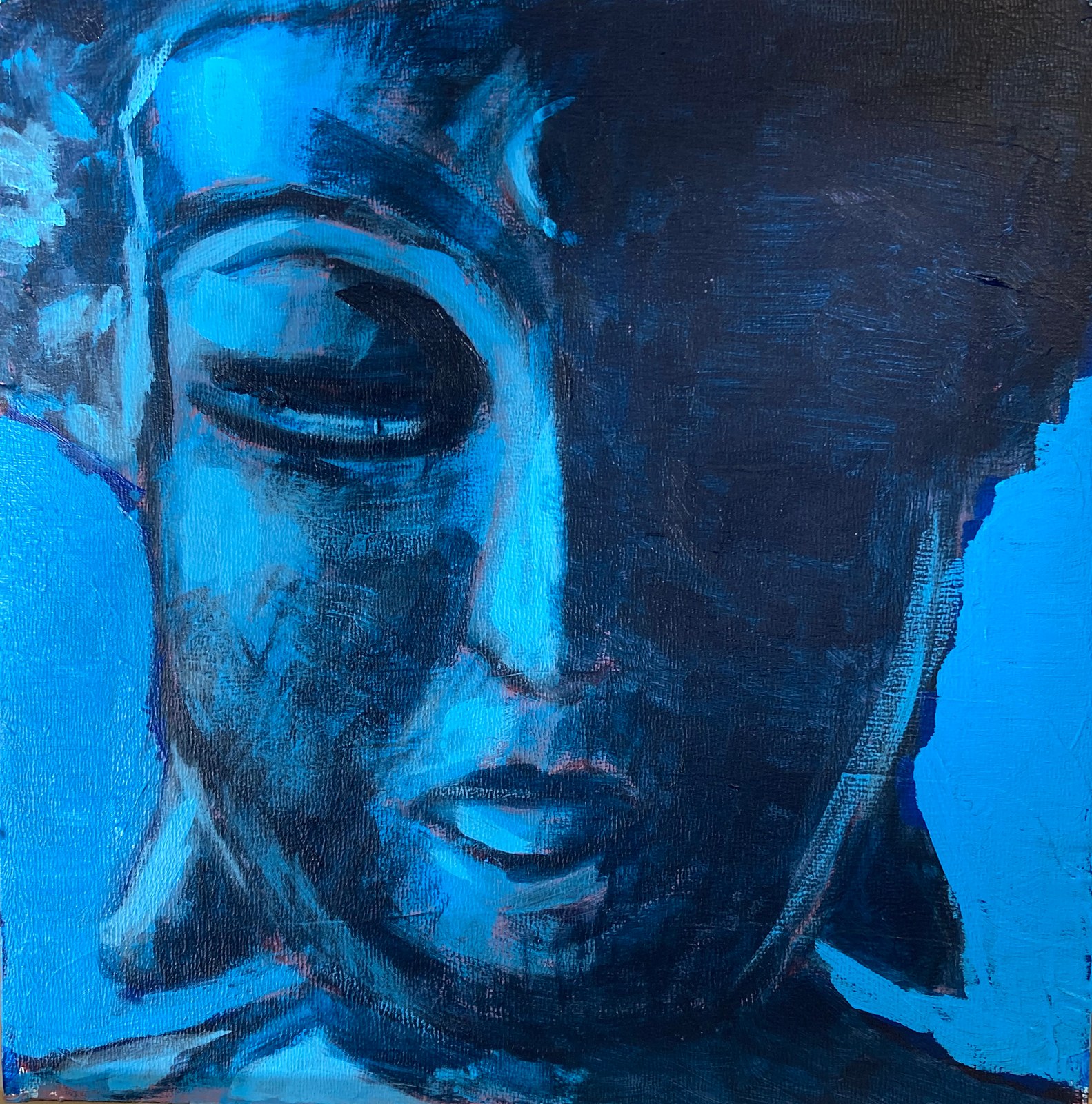Blue Buddha painting detail
