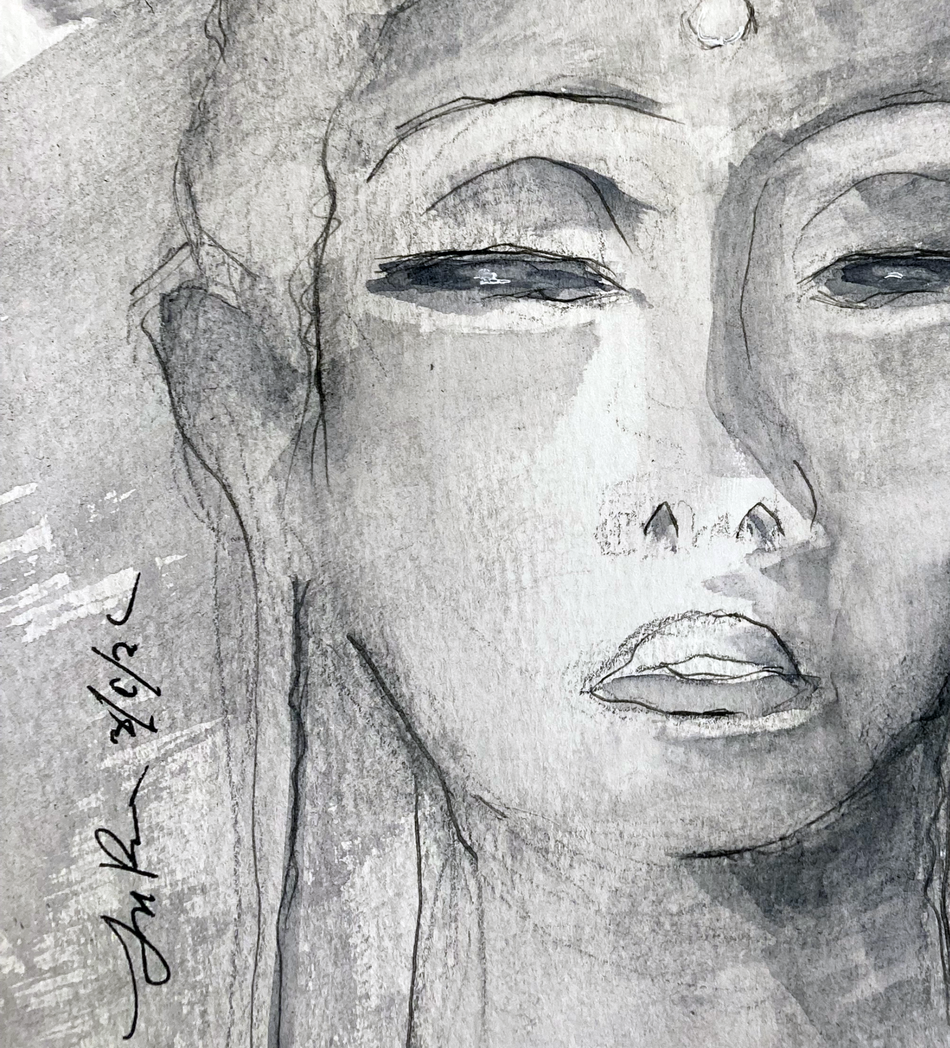 Close detail of Tara, a contemplative portrait