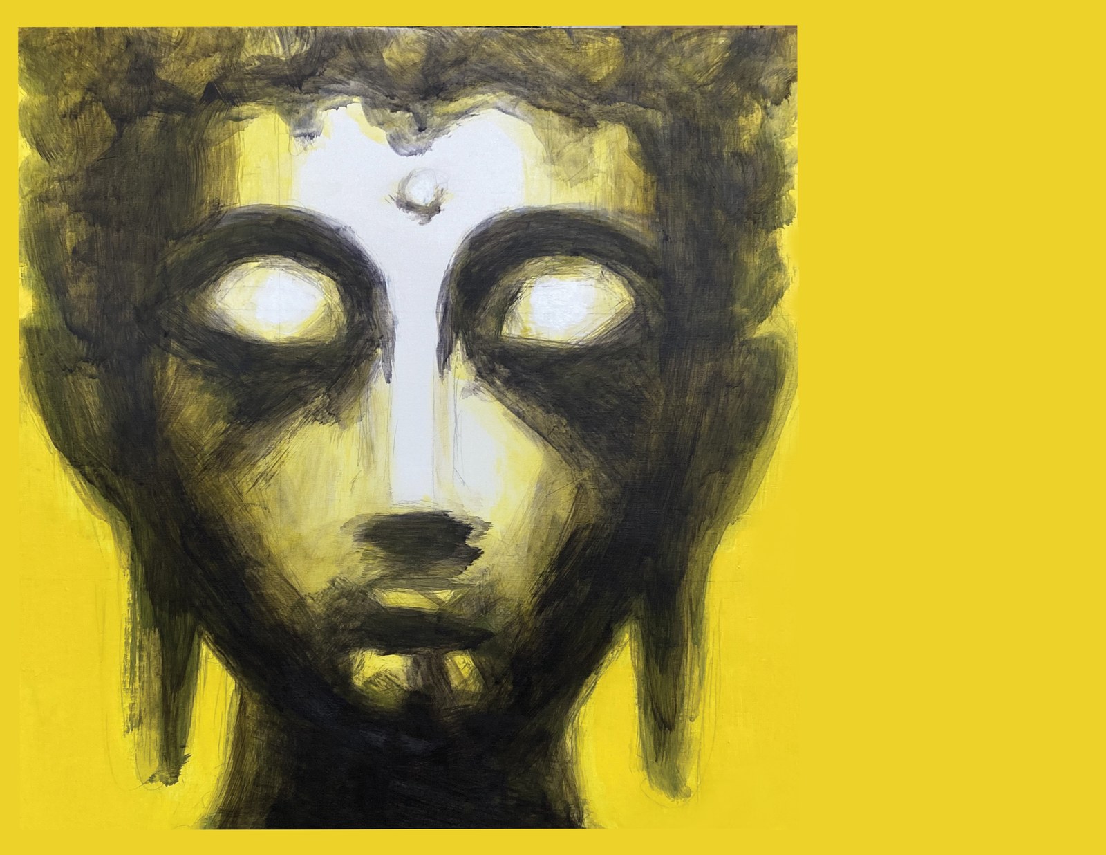 Yellow Buddha painting detail